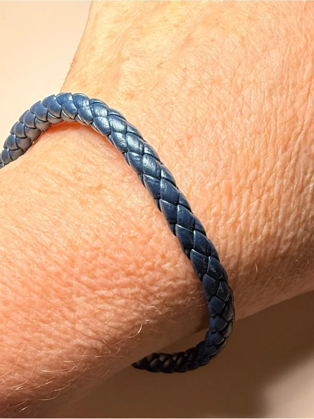 Braided Leather Bracelet in Navy Blue